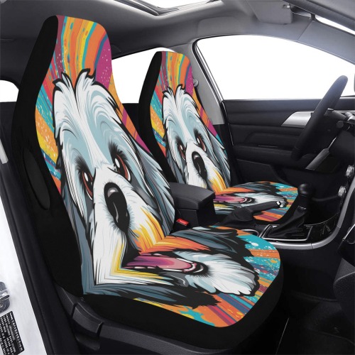 Lhasa Apso Pop Art Car Seat Cover Airbag Compatible (Set of 2)