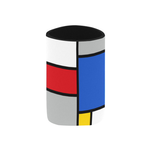 Geometric Retro Mondrian Style Color Composition Neoprene Can Cooler 4" x 2.7" dia.