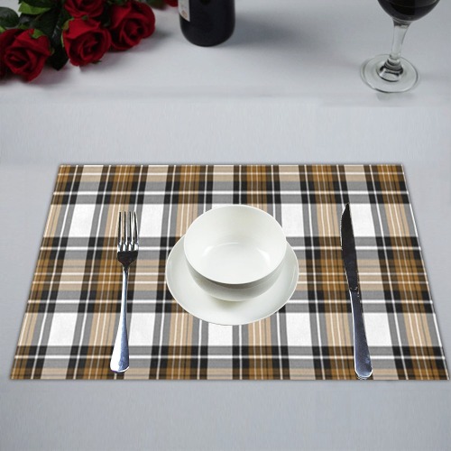 Brown Black Plaid Placemat 14’’ x 19’’ (Set of 2)