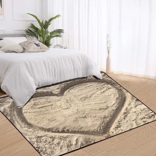Love in the Sand Collection Area Rug with Black Binding 7'x5'
