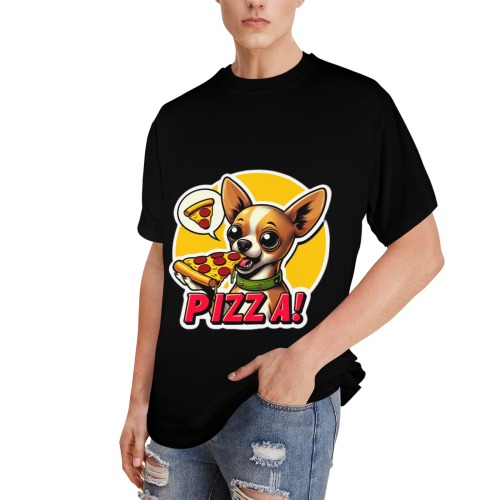 CHIHUAHUA EATING PIZZA 11 Men's Glow in the Dark T-shirt (Front Printing)