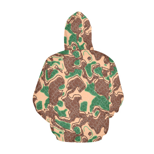 Modern Fashion Military Turtle Camouflage All Over Print Hoodie for Women (USA Size) (Model H13)