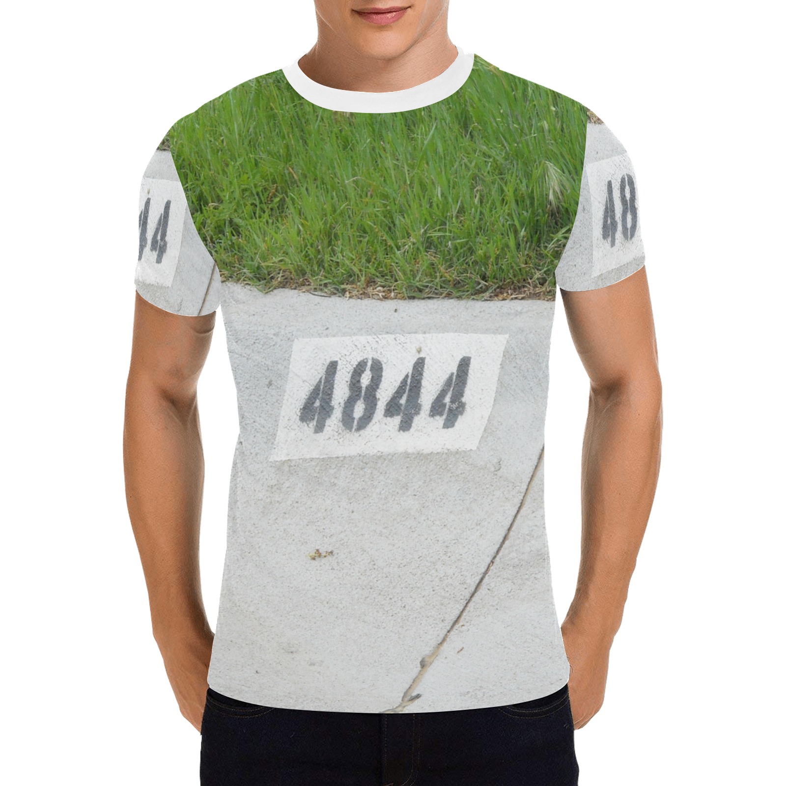 Street Number 4844 with white collar Men's All Over Print T-Shirt with Chest Pocket (Model T56)
