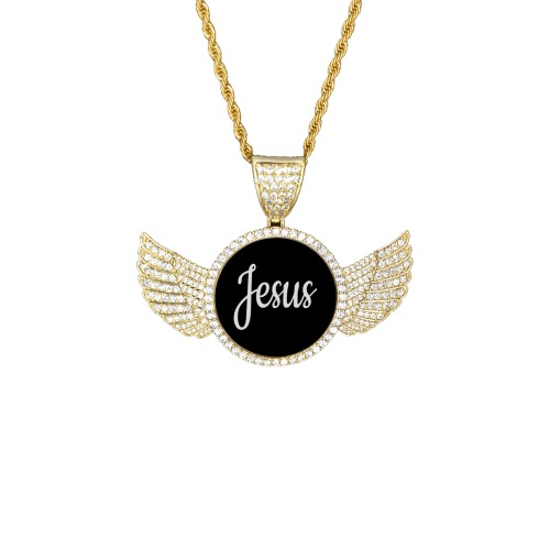 bb 6580 Wings Gold Photo Pendant with Rope Chain