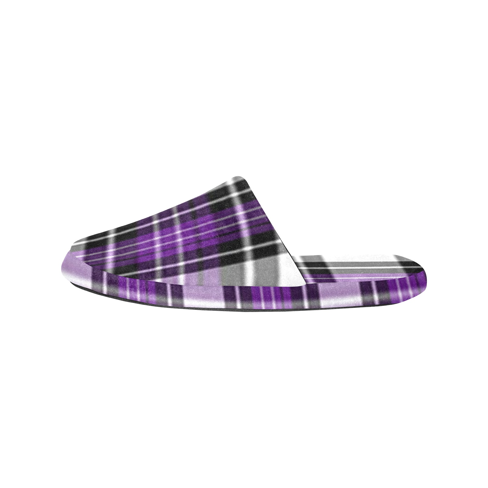 Purple Black Plaid Men's Cotton Slippers (Model 0601)