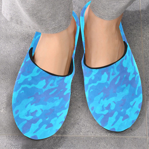 Modern Blue River Fashion Camo Men's Cotton Slippers (Model 0601)