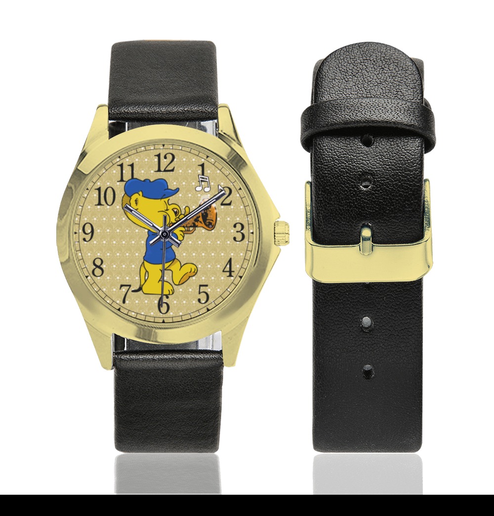 Ferald's Musical Rumpus! Unisex Silver-Tone Round Leather Watch (Model 216)