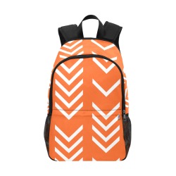 white_arrows_orange_background_seamless_pattern Fabric Backpack with Side Mesh Pockets (Model 1659)