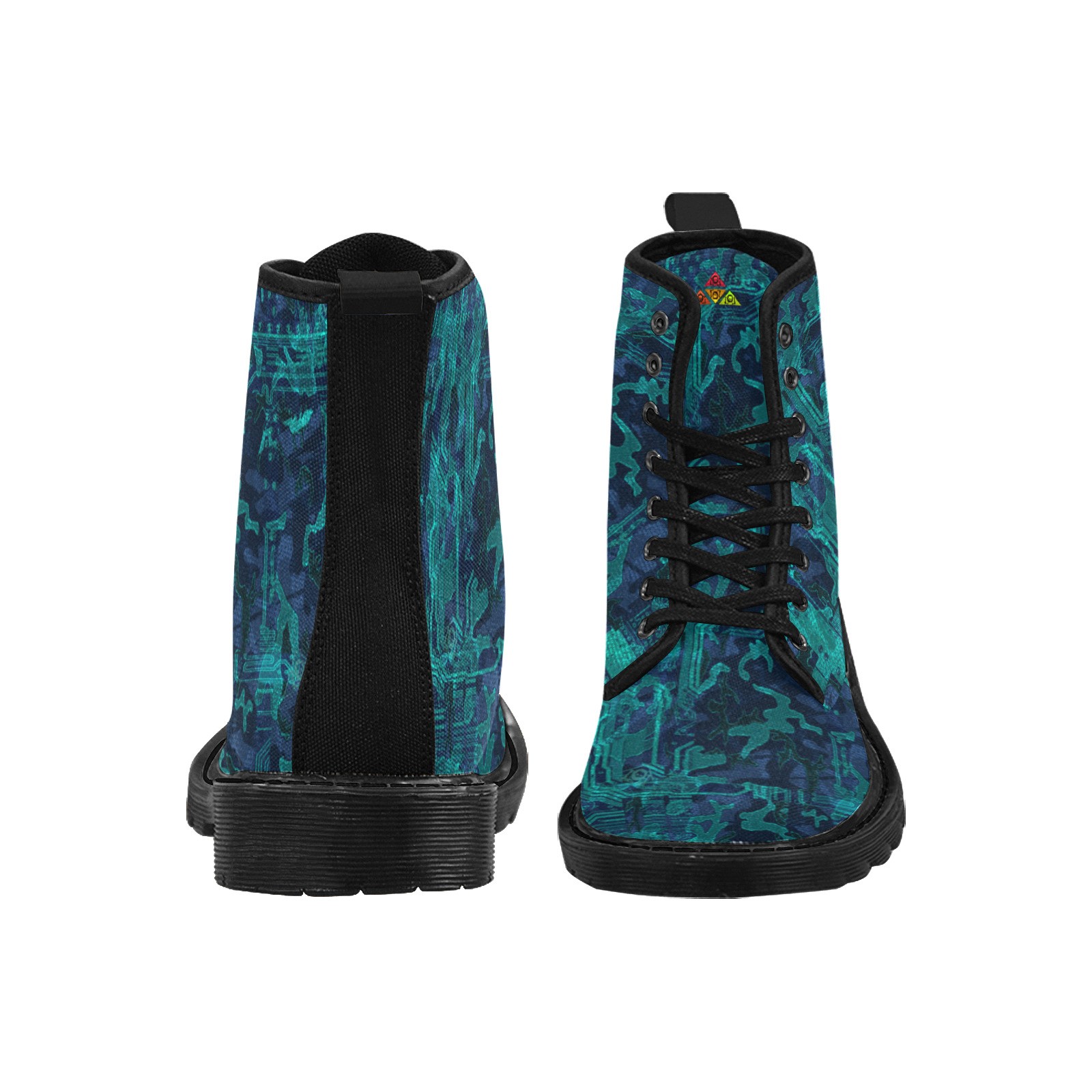 Cyber Camo Martin Boots for Women (Black) (Model 1203H)