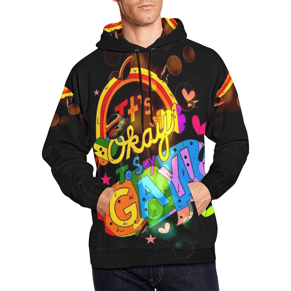 It´s okay to say Gay Pop Art by Nico Bielow All Over Print Hoodie for Men (USA Size) (Model H13)