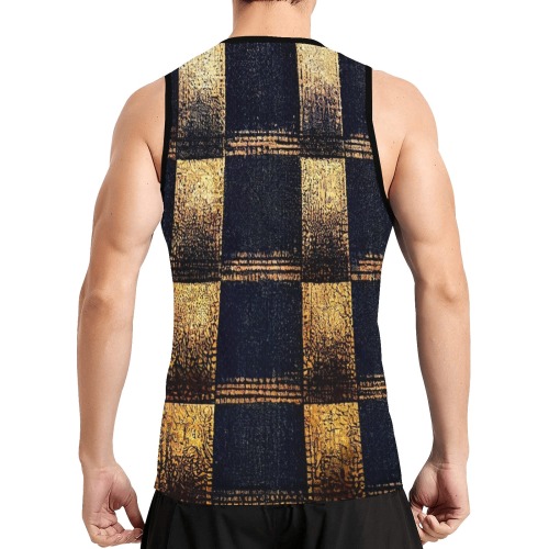 check pattern, gold and black All Over Print Basketball Jersey