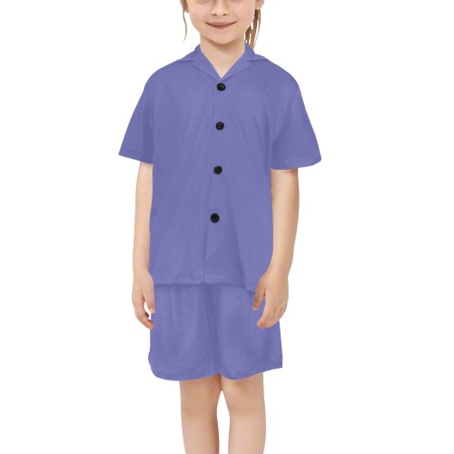 Very Peri Little Girls' V-Neck Short Pajama Set
