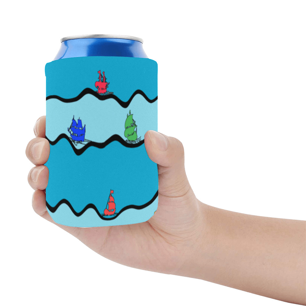 Colorful Sailboats Neoprene Can Cooler 4" x 2.7" dia.