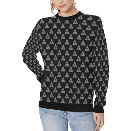 digitaldesign Women's Rib Cuff Crew Neck Sweatshirt (Model H34)