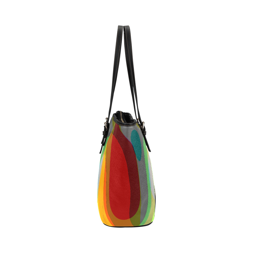 Colorful Abstract 118 Leather Tote Bag/Large (Model 1640)