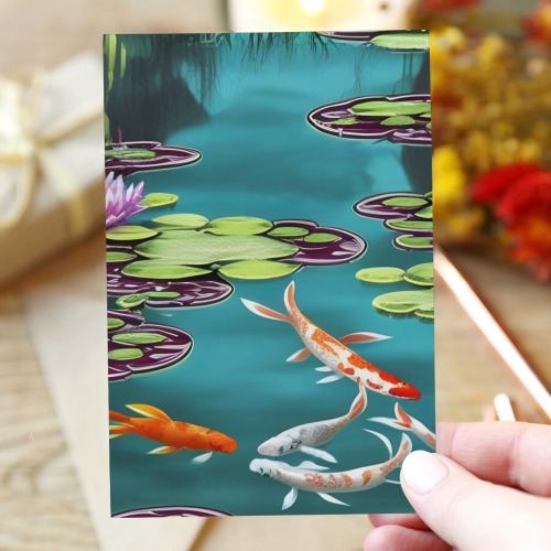 Pretty Koi Pond Greeting Card 4"x6"