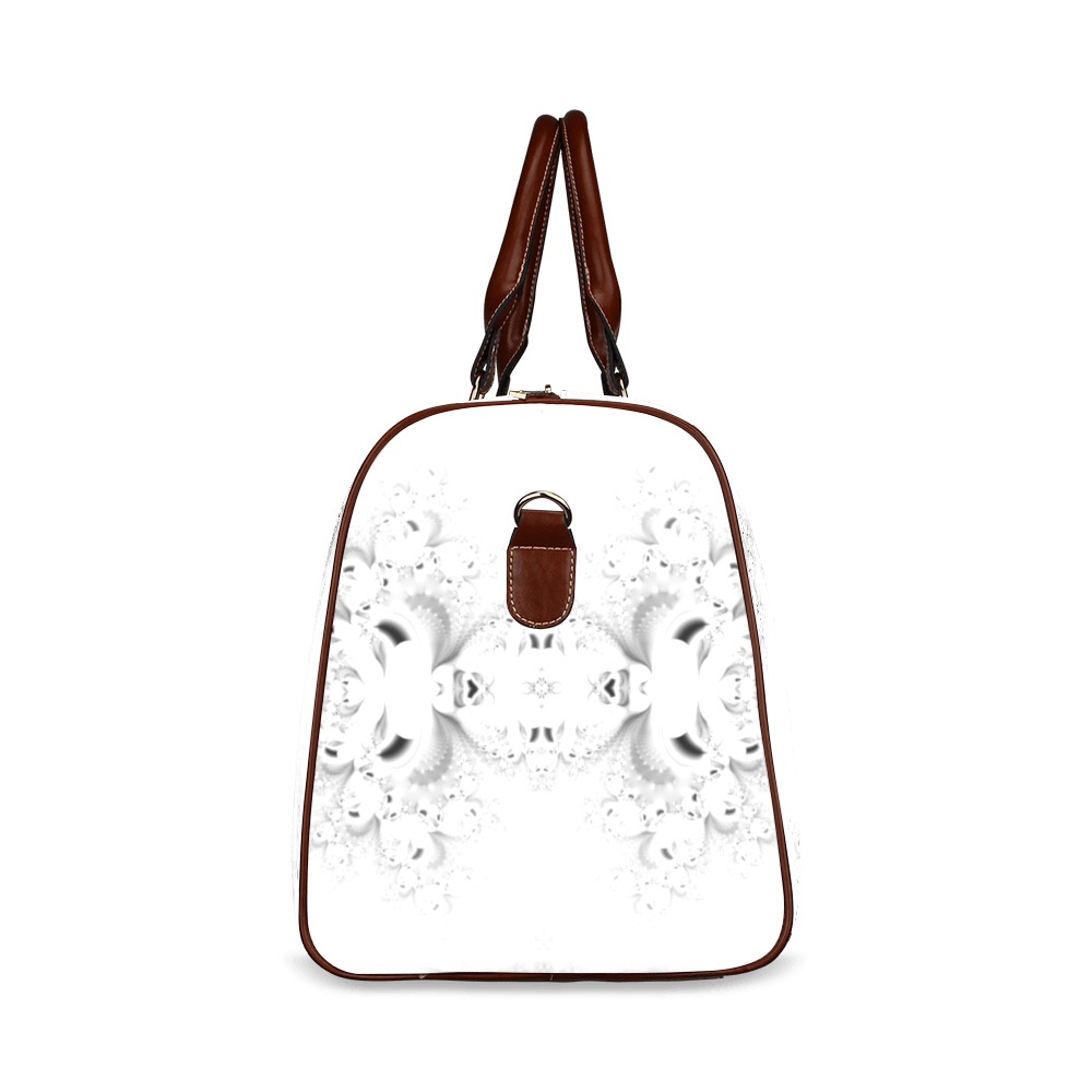 Snowy Winter White Frost Fractal Waterproof Travel Bag/Small (Model 1639)