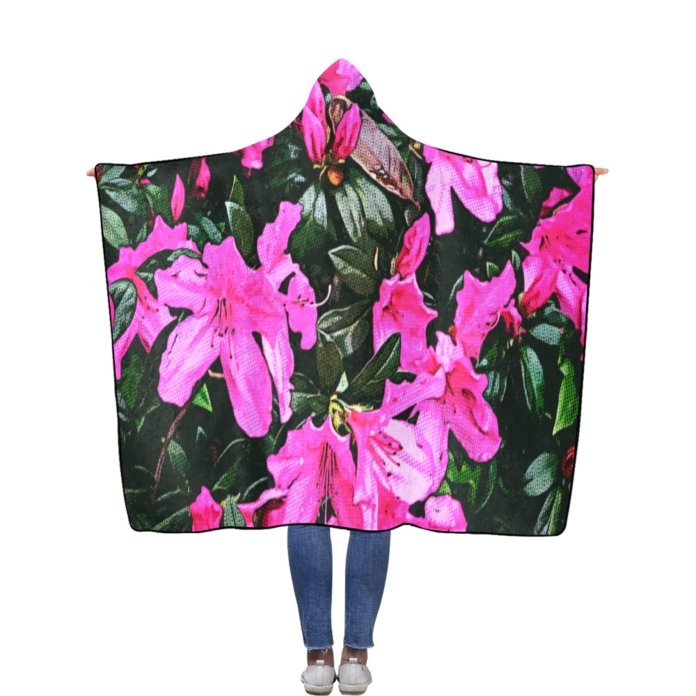 Azaleas 6082 Flannel Hooded Blanket 56''x80''
