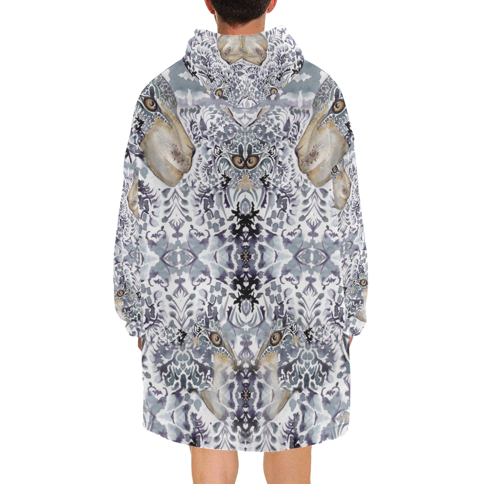 Nidhi December 2014-pattern 4-gray-44x55inches Blanket Hoodie for Men