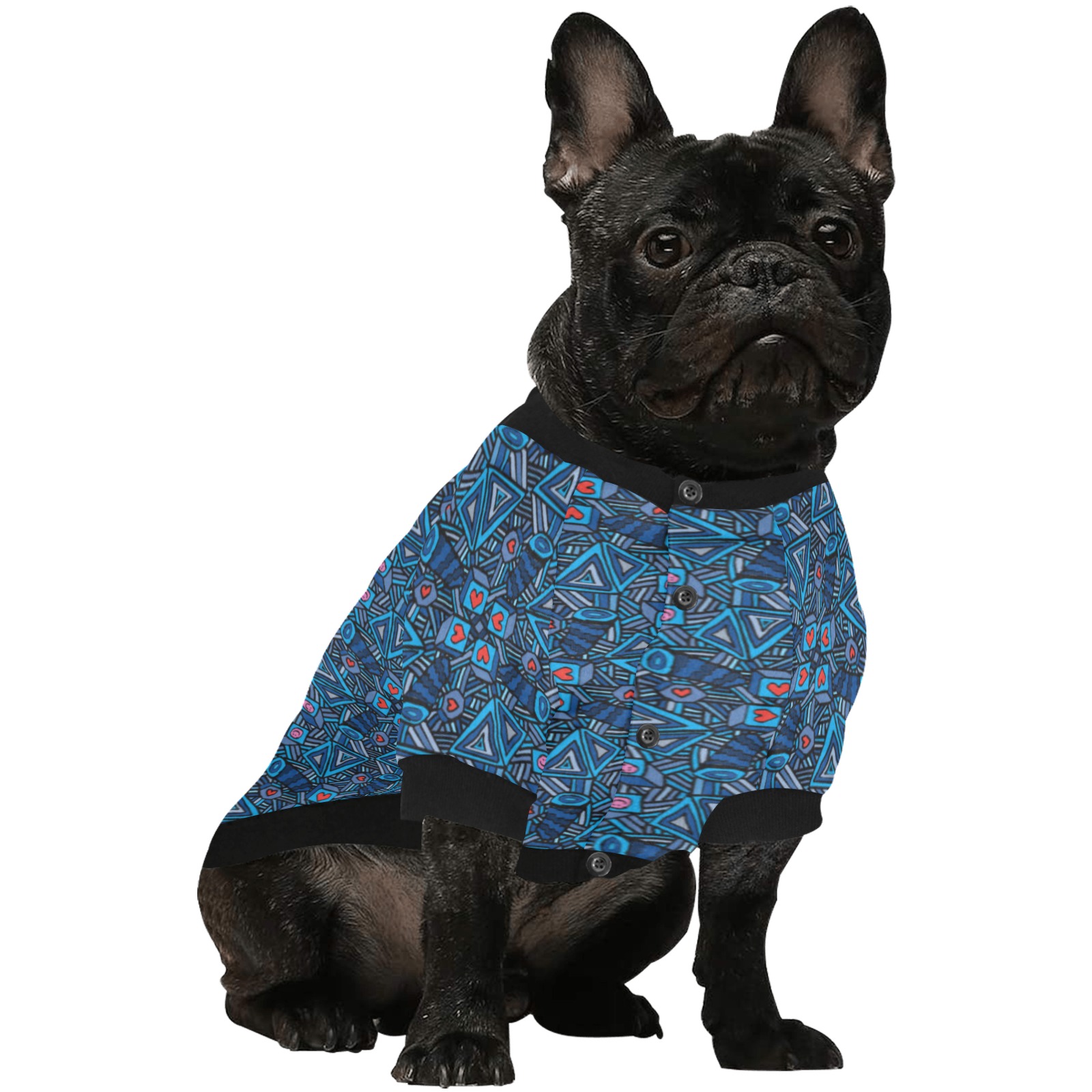 Blue Doodles - Hearts And Smiles Pet Dog Round Neck Shirt