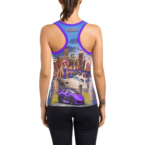 Miami yacht party Collectable Fly Women's Racerback Tank Top (Model T60)