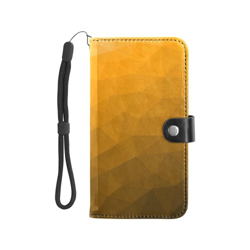 Orange gradient geometric mesh pattern Flip Leather Purse for Mobile Phone/Large (Model 1703)