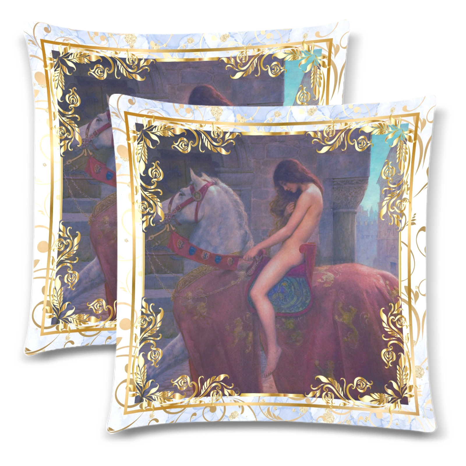 First Remastered Version of Lady Godiva by John Collier Custom Zippered Pillow Cases 18"x 18" (Twin Sides) (Set of 2)