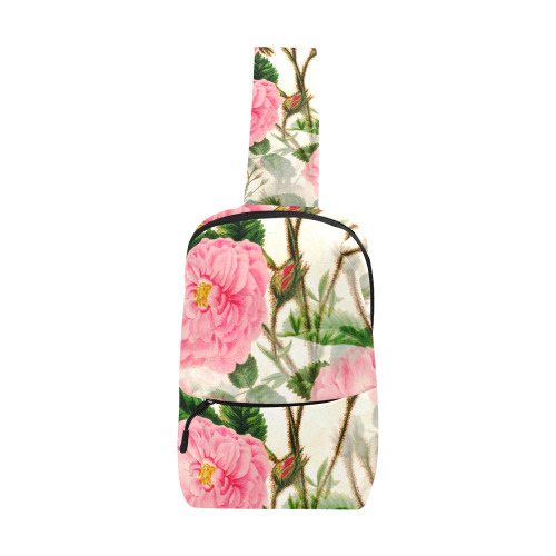 Vintage Pink Rose Garden Blossom Chest Bag (Model 1678)