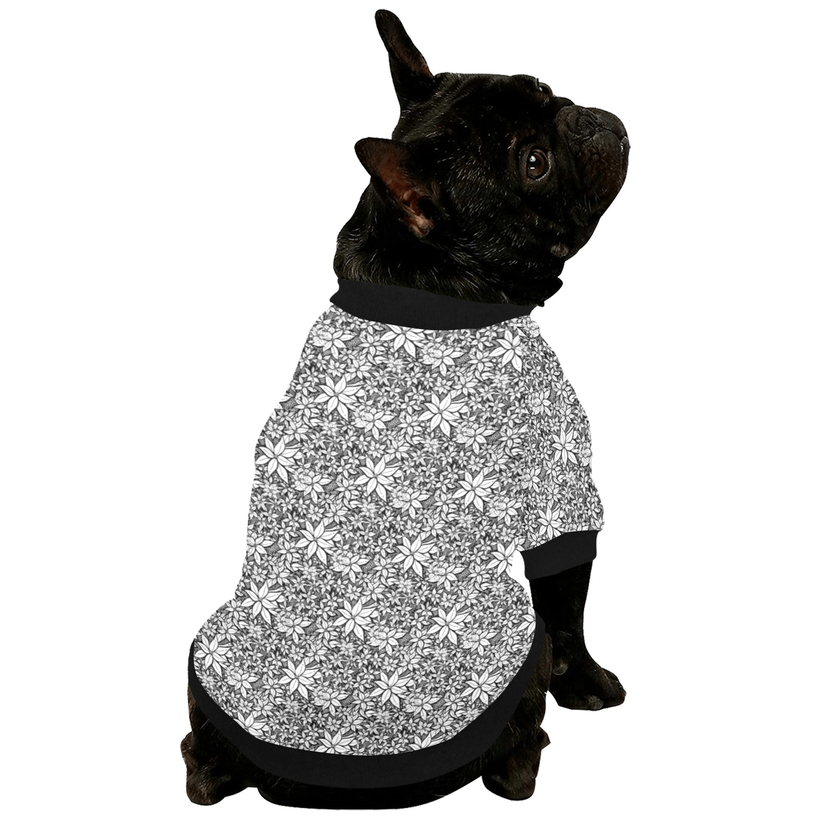 Petals in the Wind in Black Pet Dog Round Neck Shirt