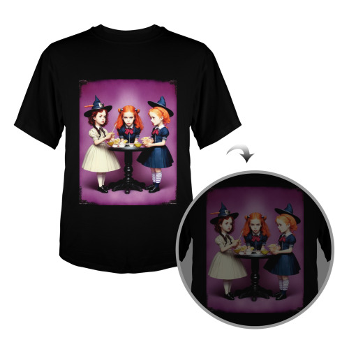 adorable witch girls eating lunch 3 Men's Glow in the Dark T-shirt (Front Printing)