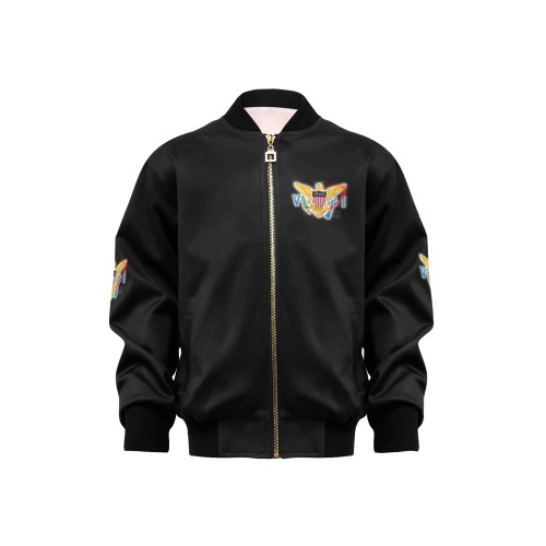 TRENDY LIONESS COUTURE VI FLAG KID'S BLACK BOMBER JACKET