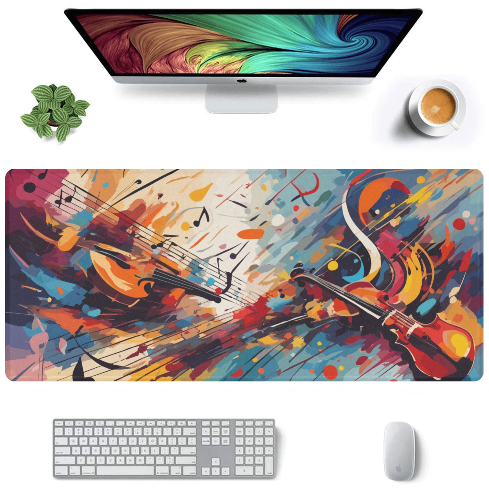 Classical music beautiful colorful abstract art Gaming Mousepad (35"x16")