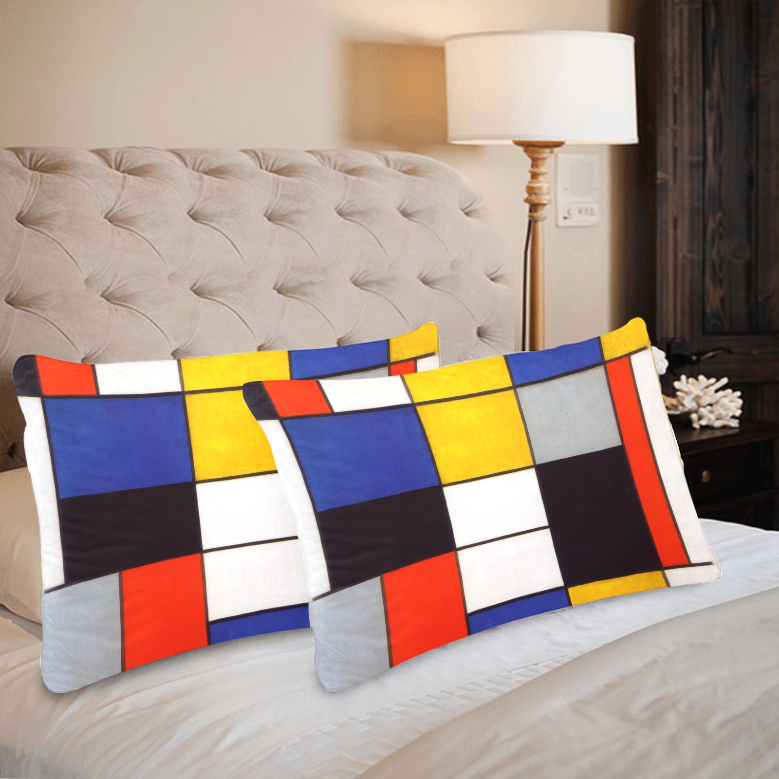 Composition A by Piet Mondrian Custom Pillow Case 20"x 30" (One Side) (Set of 2)