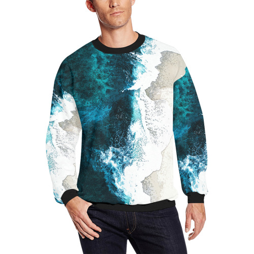 Ocean And Beach Men's Oversized Fleece Crew Sweatshirt (Model H18)