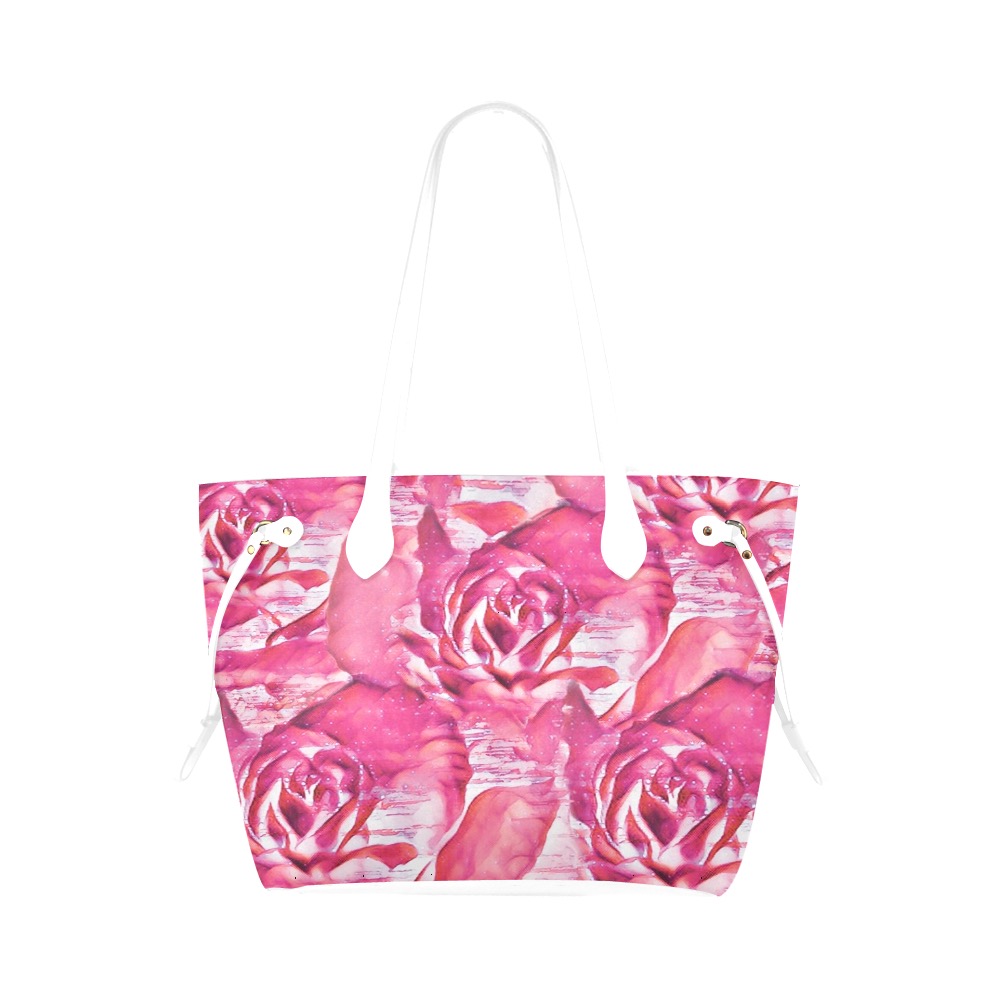 Sweet Summer Roses Clover Canvas Tote Bag (Model 1661)