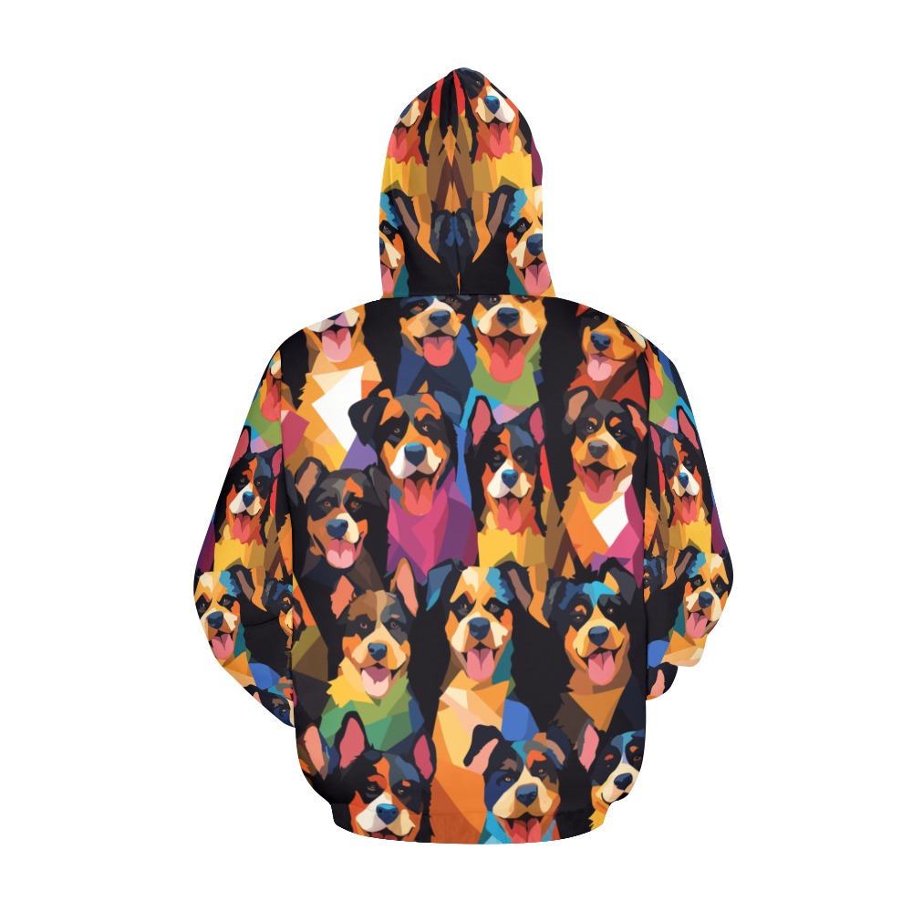 Colorful irregular pattern of funny adorable dogs. All Over Print Hoodie for Women (USA Size) (Model H13)