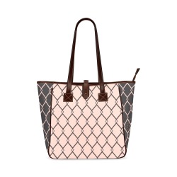 Classic tote bag, geometrical nude pink and grey pattern Classic Tote Bag (Model 1644)