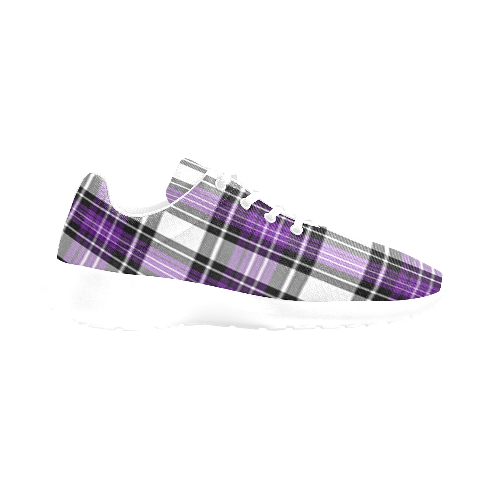 Purple Black Plaid Women's Athletic Shoes (Model 0200)