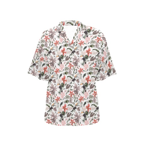 Toucans in the flowered jungle All Over Print Hawaiian Shirt for Women (Model T58)