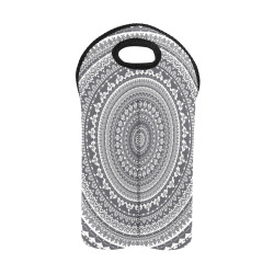 Mandala black and white 2-Bottle Neoprene Wine Bag