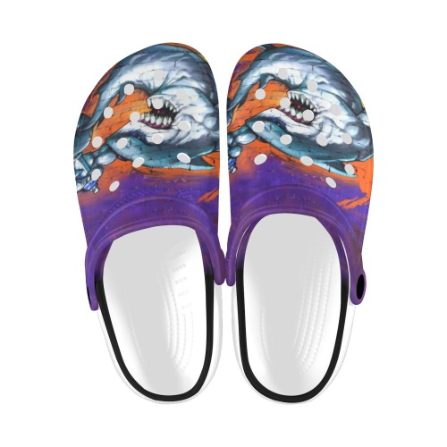 Graffiti Shark Spray Art Custom Print Foam Clogs for Adults