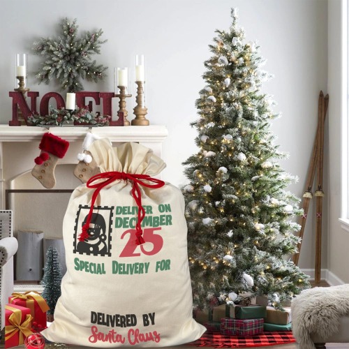 Deliver On December 25th Santa Claus Drawstring Bag 21"x32" (Two Sides Printing)
