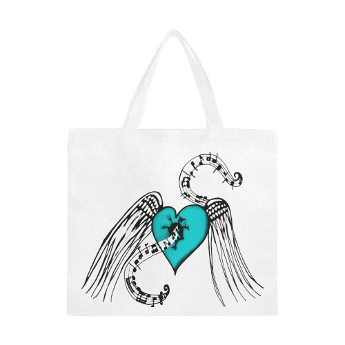 Heart Music Blue Canvas Tote Bag/Large (Model 1702)