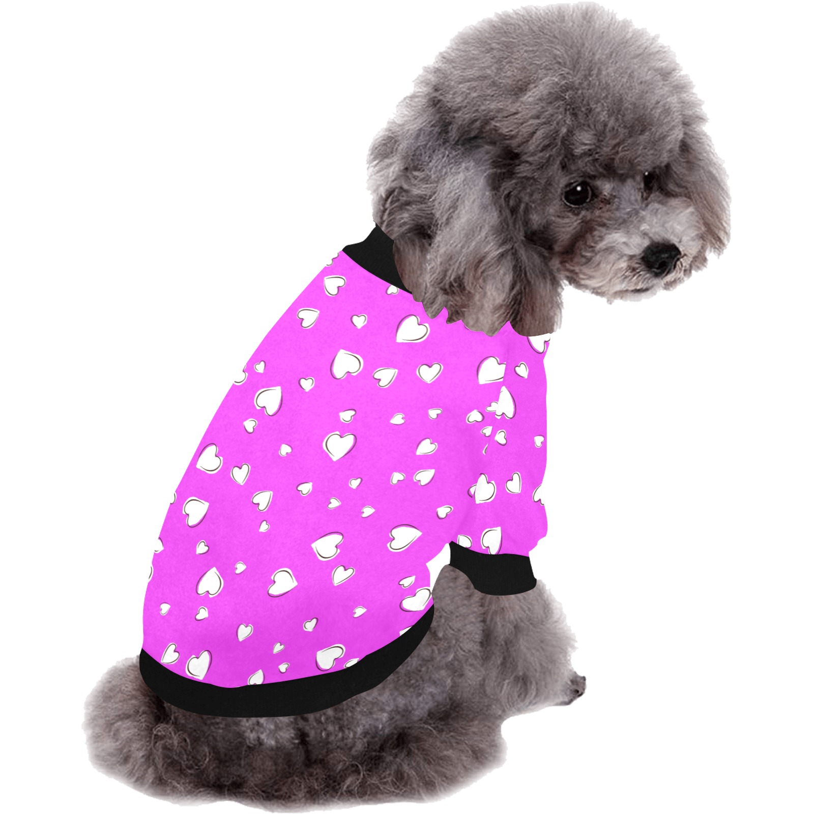 White Hearts Floating on Pink Pet Dog Round Neck Shirt