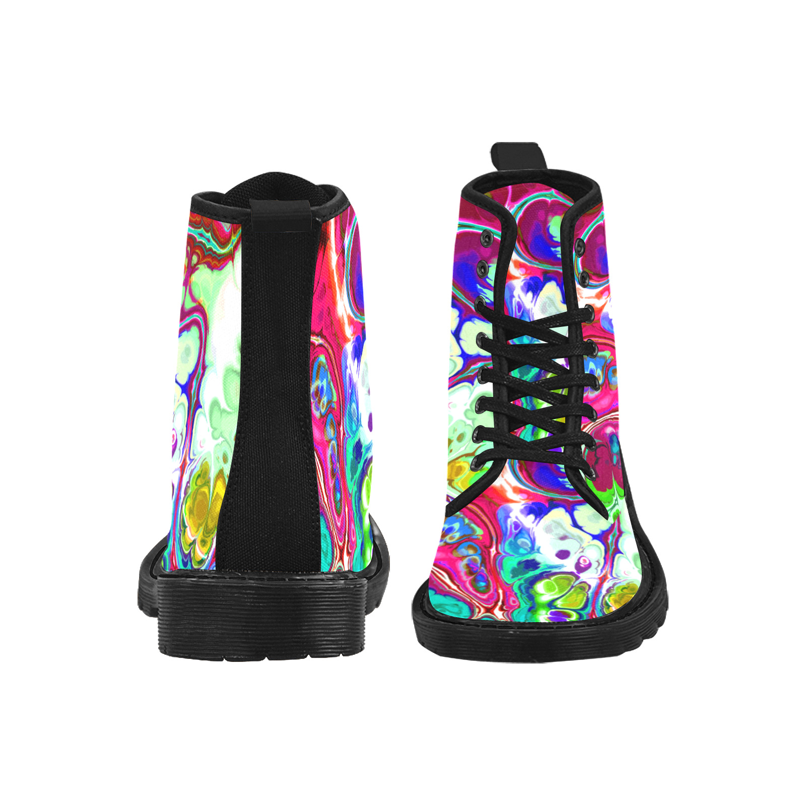 Abstract Liquid Marble Pouring Modern Art Texture Martin Boots for Women (Black) (Model 1203H)