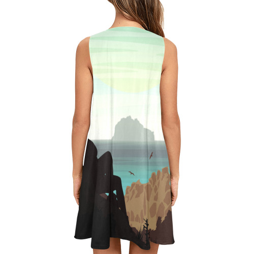 High Escape Sleeveless A-Line Pocket Dress (Model D57)