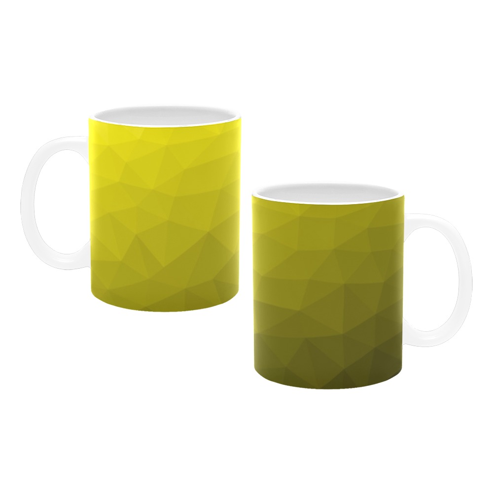 Yellow gradient geometric mesh pattern White Mug(11OZ)