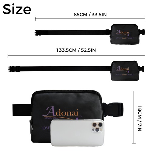 Adonai Belt Bag Black Belt Bag (Model 1744)