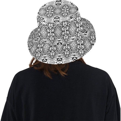 Black and White Lace All Over Print Bucket Hat