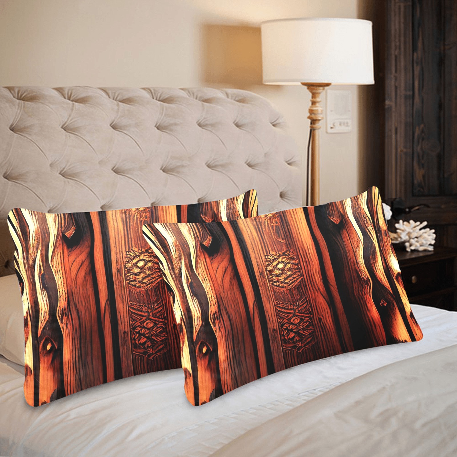 Aztec pattern on wood Custom Pillow Case 20"x 30" (One Side) (Set of 2)